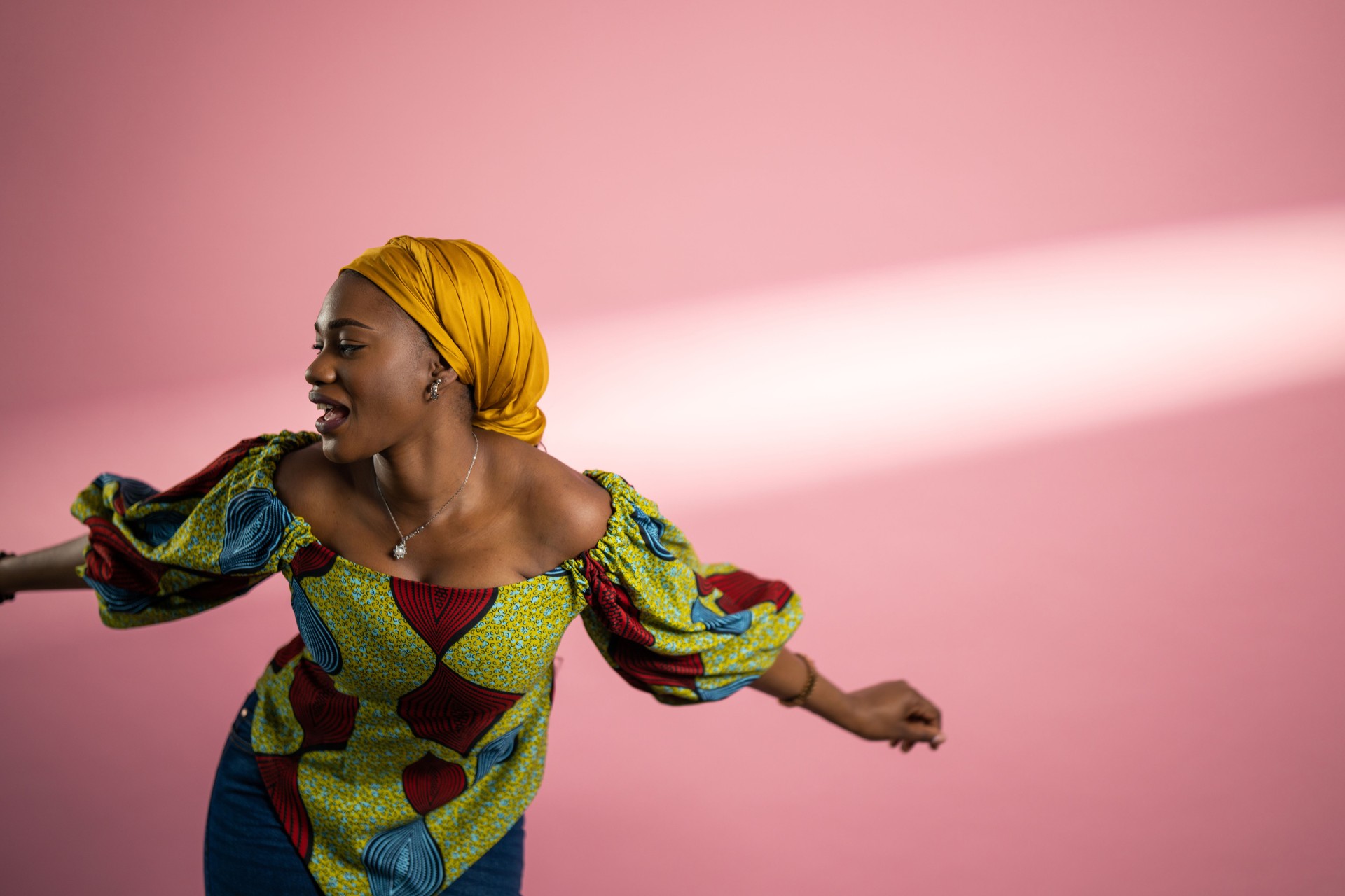 Beautiful black woman dancing
